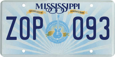 MS license plate ZOP093