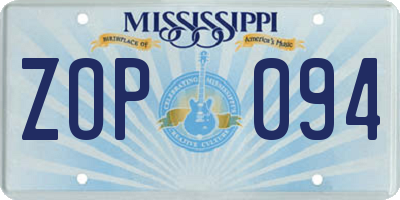 MS license plate ZOP094