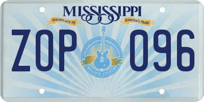 MS license plate ZOP096