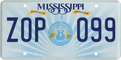 MS license plate ZOP099
