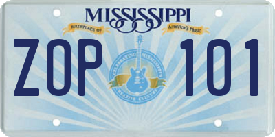 MS license plate ZOP101