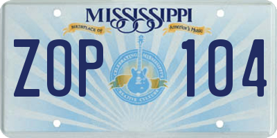 MS license plate ZOP104