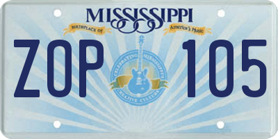 MS license plate ZOP105