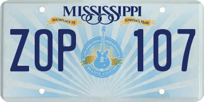 MS license plate ZOP107