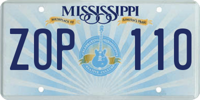 MS license plate ZOP110