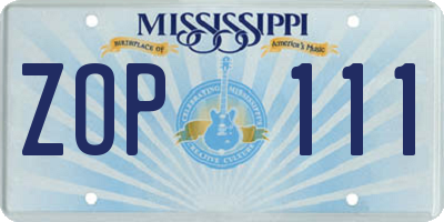 MS license plate ZOP111