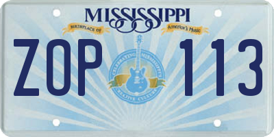 MS license plate ZOP113