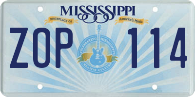 MS license plate ZOP114