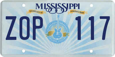 MS license plate ZOP117