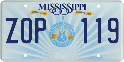 MS license plate ZOP119