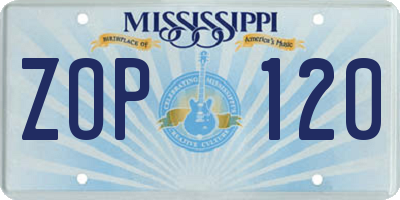 MS license plate ZOP120
