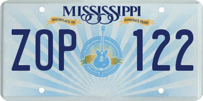 MS license plate ZOP122