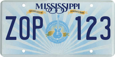 MS license plate ZOP123