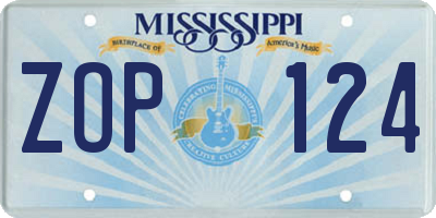 MS license plate ZOP124
