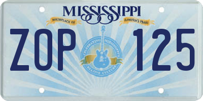 MS license plate ZOP125