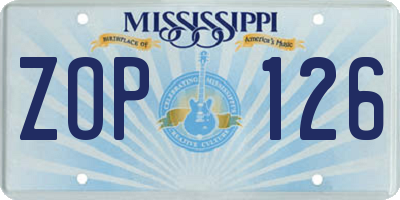 MS license plate ZOP126