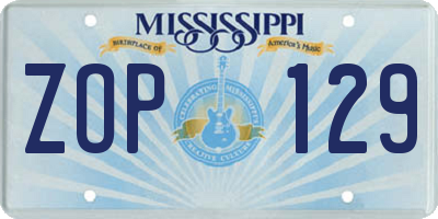 MS license plate ZOP129