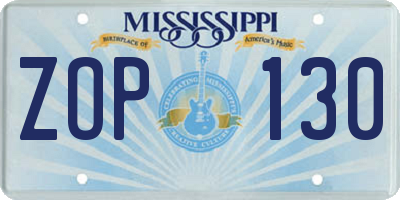 MS license plate ZOP130