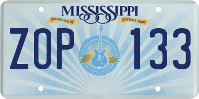 MS license plate ZOP133