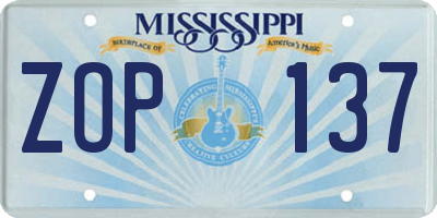 MS license plate ZOP137