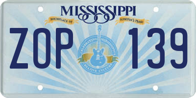 MS license plate ZOP139