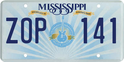 MS license plate ZOP141