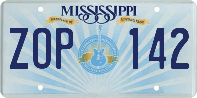 MS license plate ZOP142