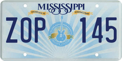 MS license plate ZOP145