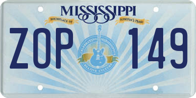 MS license plate ZOP149