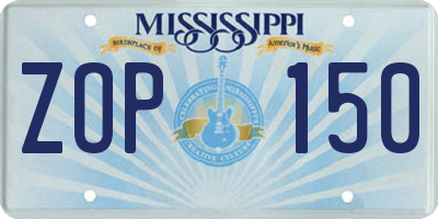 MS license plate ZOP150