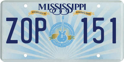 MS license plate ZOP151