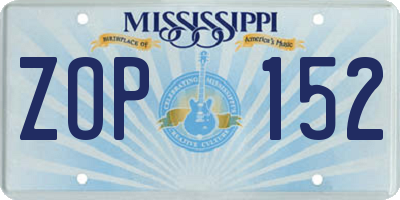 MS license plate ZOP152