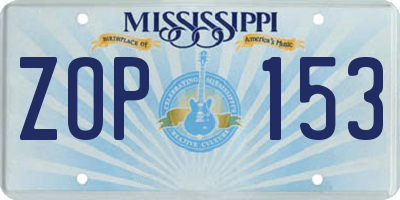 MS license plate ZOP153