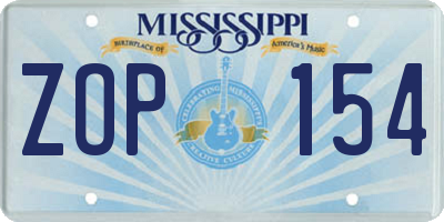 MS license plate ZOP154