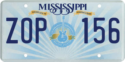 MS license plate ZOP156