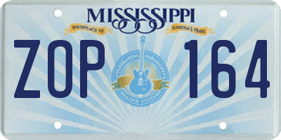 MS license plate ZOP164