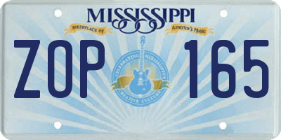 MS license plate ZOP165