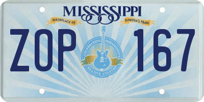 MS license plate ZOP167