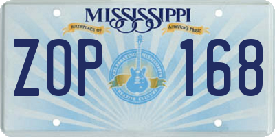 MS license plate ZOP168