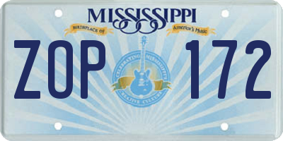 MS license plate ZOP172