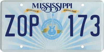 MS license plate ZOP173