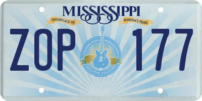 MS license plate ZOP177