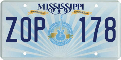 MS license plate ZOP178