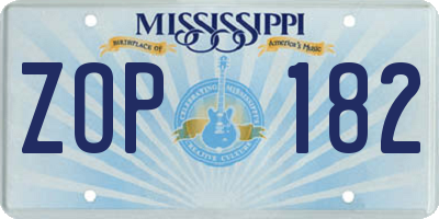 MS license plate ZOP182