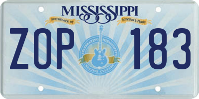 MS license plate ZOP183