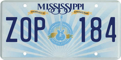 MS license plate ZOP184