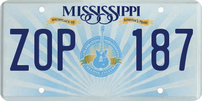 MS license plate ZOP187