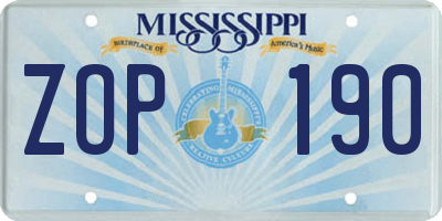 MS license plate ZOP190