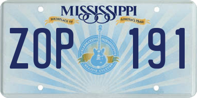 MS license plate ZOP191