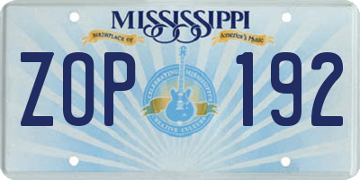 MS license plate ZOP192